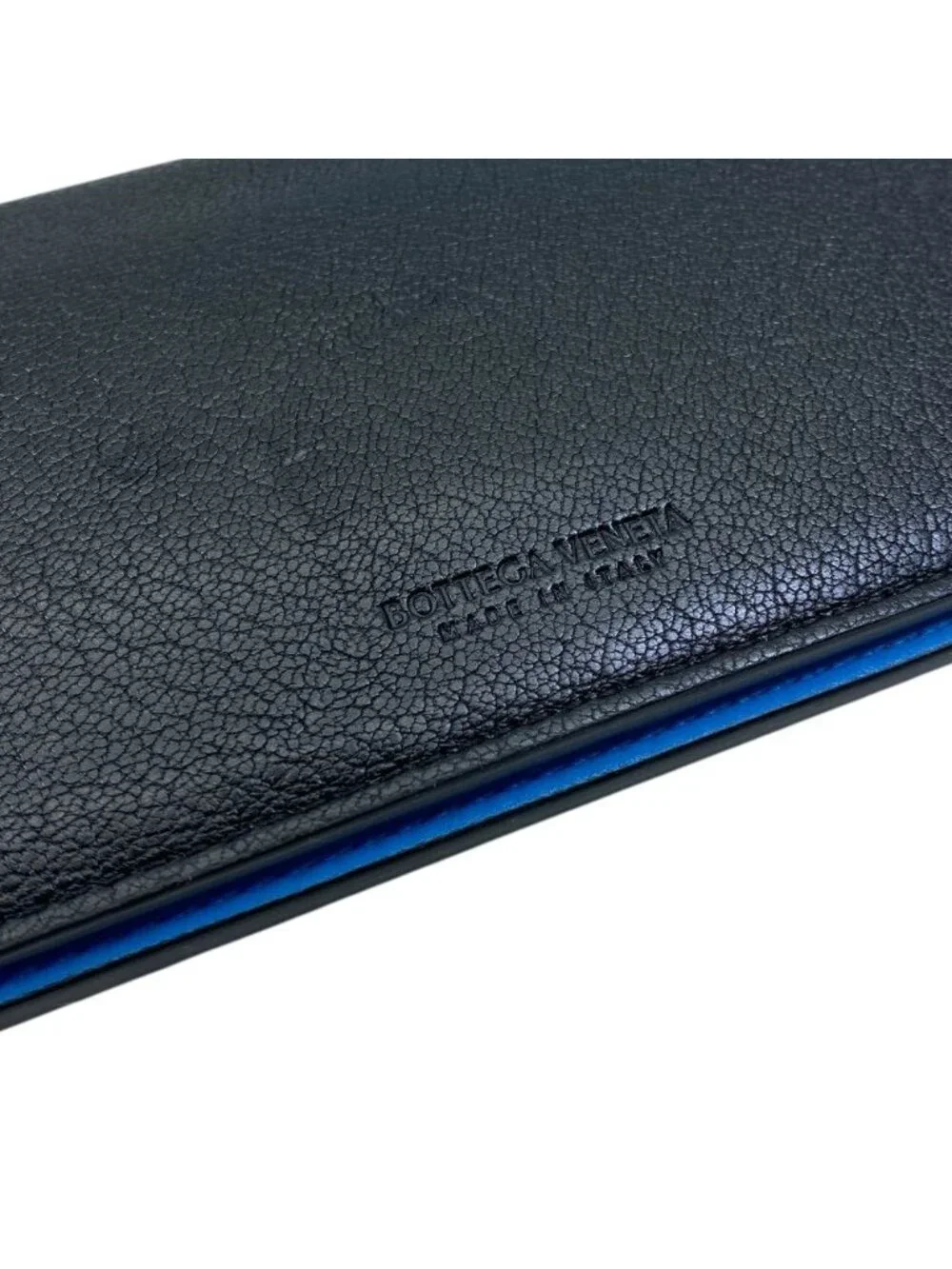 Bottega Veneta Bifold Wallet Leather Black Blue Practical Daily